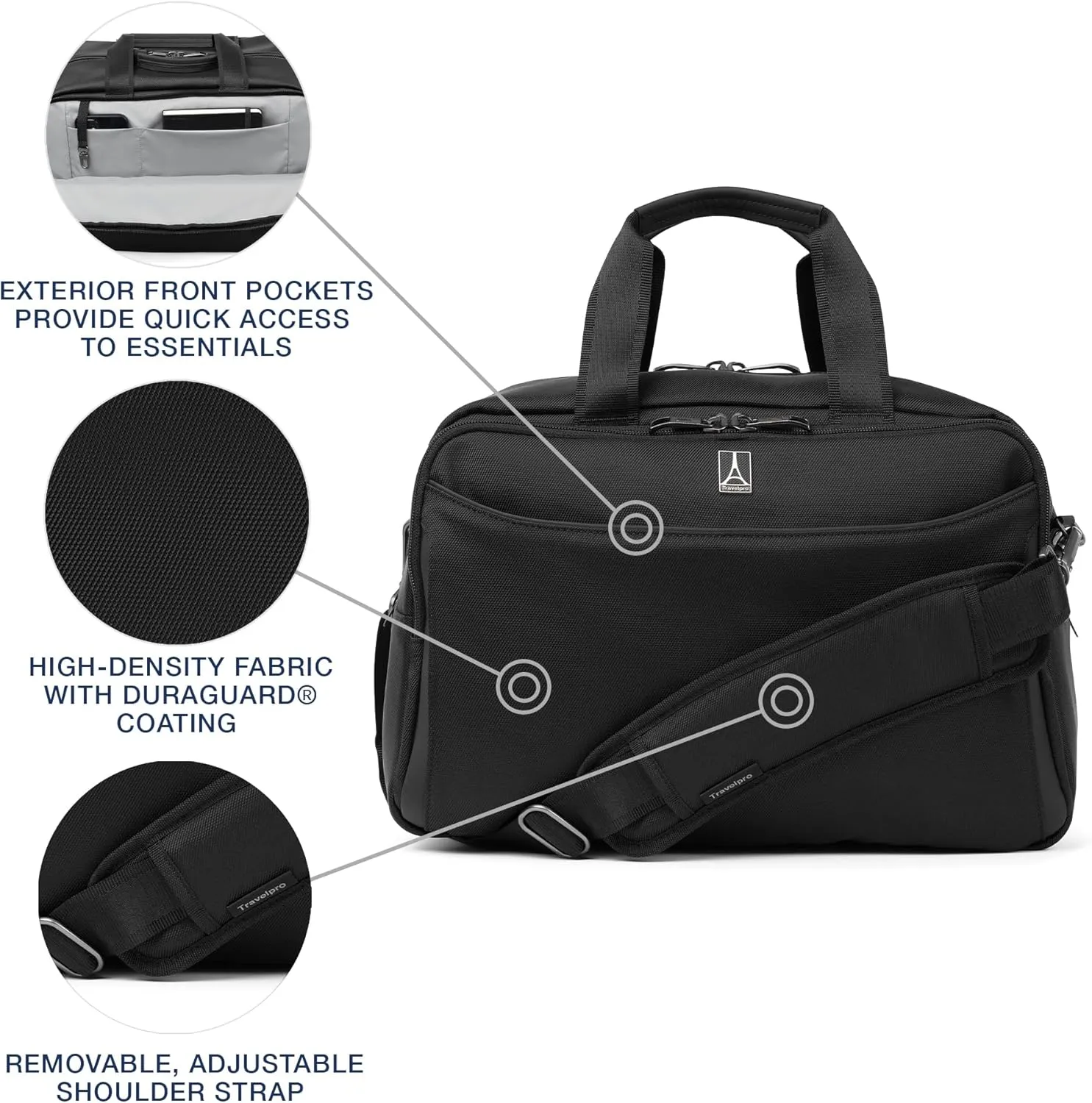 Travelpro Crew Classic Lightweight Softside Luggage, Underseat Travel Tote Bag, Men and Women, Black