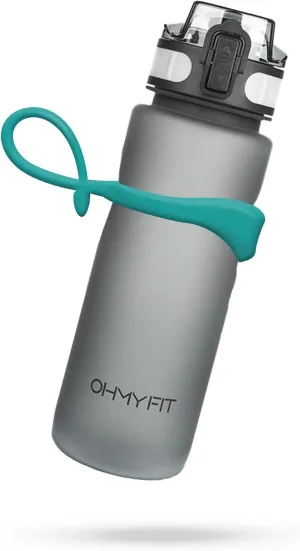 Tritan Sports Water Bottle with Magnetic Silicone Carry Strap & One Click Open Cap - Magnetic Drink Holder Great for Metal Equipment - Bottle w/Straps for Backpack, Belt & More (18 oz, Teal)