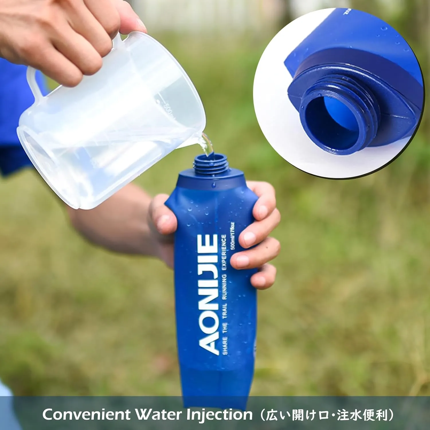 TRIWONDER Collapsible Water Bottles TPU Soft Flask Running Bottles BPA-Free Sports Flasks for Hiking Climbing Camping (500ml/16.91oz with Straws - Pack of 2)