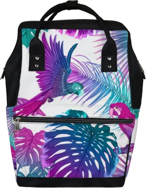 Tropical Plants Flower Diaper Bag Backpack Waterproof Backpack Baby Nappy Changing Bag for Travel Large Capacity Durable and Stylish for Woman