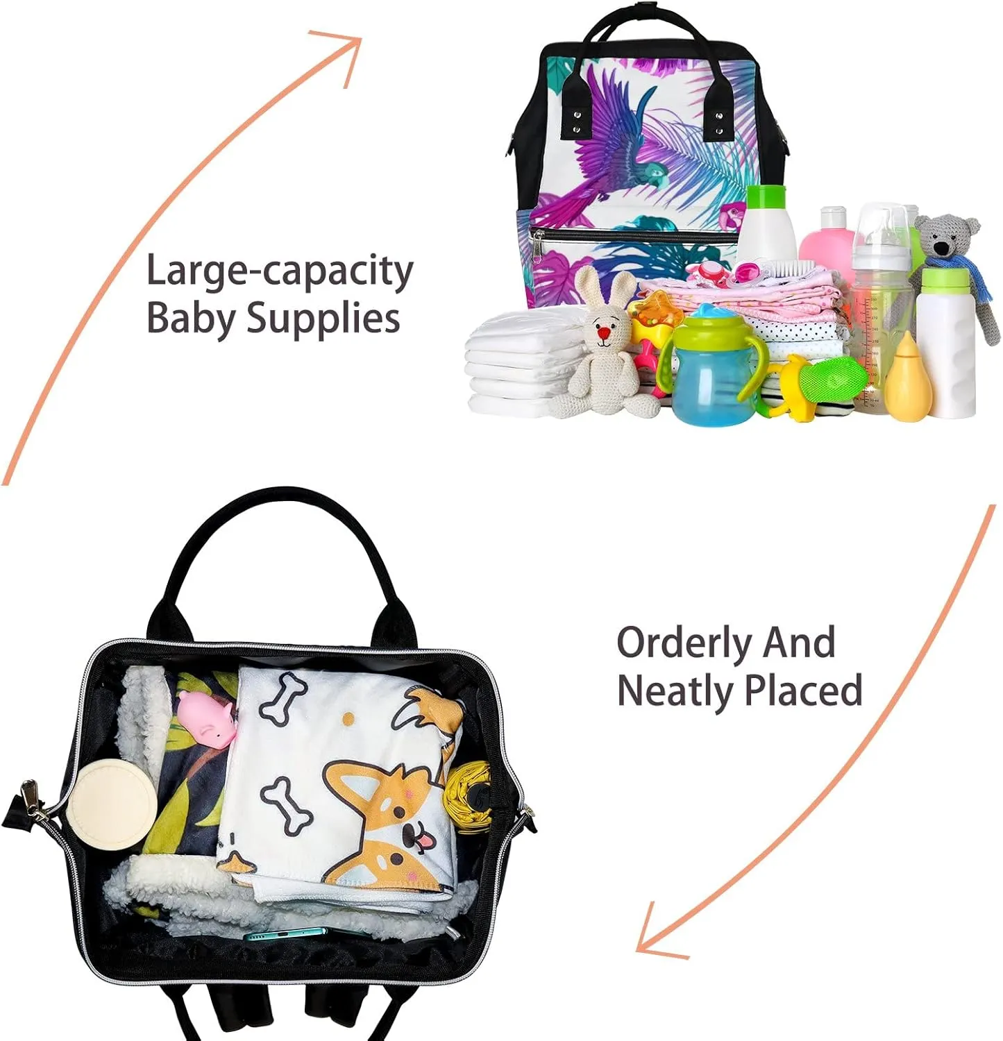 Tropical Plants Flower Diaper Bag Backpack Waterproof Backpack Baby Nappy Changing Bag for Travel Large Capacity Durable and Stylish for Woman
