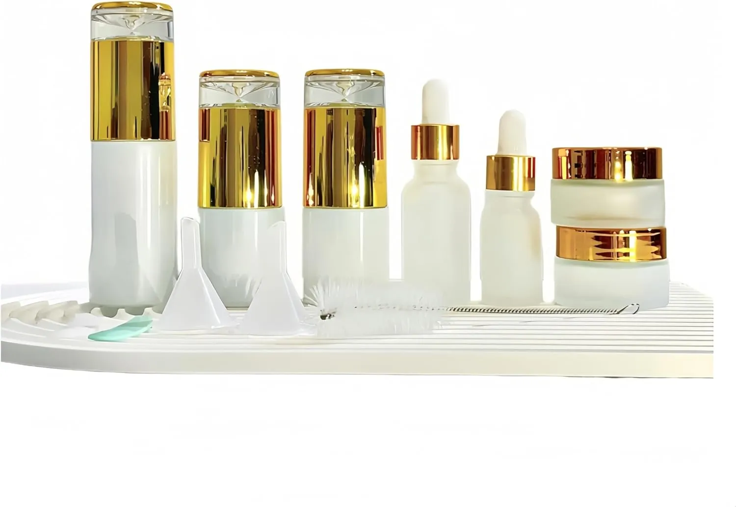 TSA Approved Travel Glass Cosmetic Bottle,13 Packs of Premium Gold Makeup Container, BPA-Free Leak-Proof Skin Care Travel Container, Liquid Wash Bag with Lotion Skincare Surface Cream