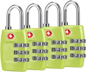 TSA Luggage Locks (4Pack) - 3 Digit Combination Padlocks - Approved Travel Lock for Suitcases & Baggage (Green1)
