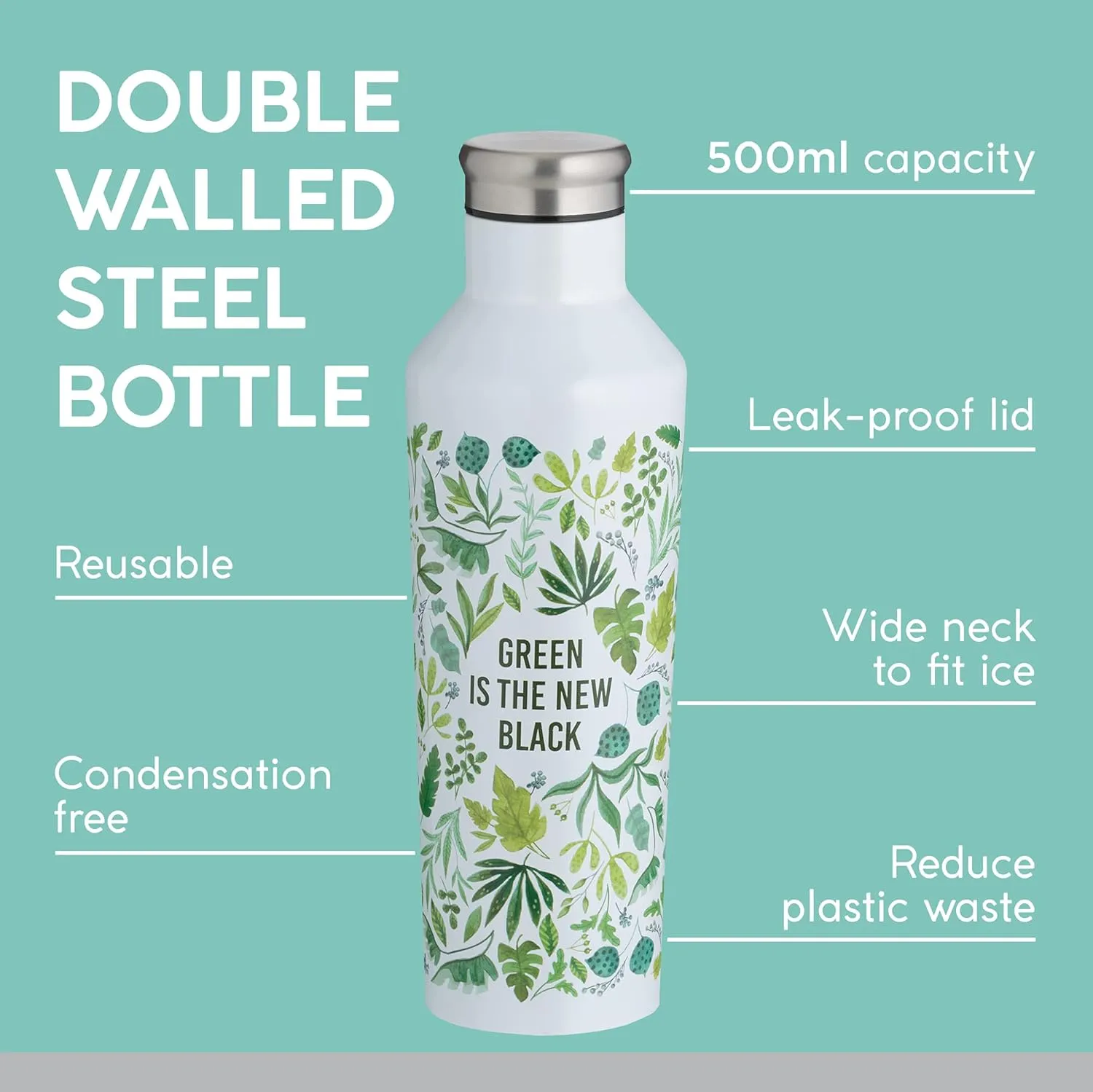 Typhoon PURE Collection | 16.9oz Double Wall Bottle - Green is the New Black