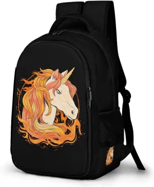U-nicorn Fire Unisex Backpack Casual Daypacks Dual Compartment Shoulders Bag for Camping Hiking Travel Gear