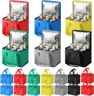 Uiifan 48 Pack Insulated Lunch Bags Bulk Reusable Cooler Bags Leakproof Lunch Boxes Waterproof Freezable Beverage Bag Grocery Bags Food Delivery Bags with Zipper Handles for Women Men Picnic Office