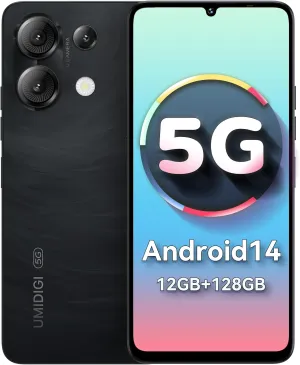 UMIDIGI G9 5G Unlocked Phone, Android 14 Cell Phone, 5G Dual SIM, 12(6 6) GB  128GB/1TB TF Expand, 6.75" HD  90Hz Display, 50MP Camera, AI Face & Fingerprint Unlock, 5000mAh Android Phone Black