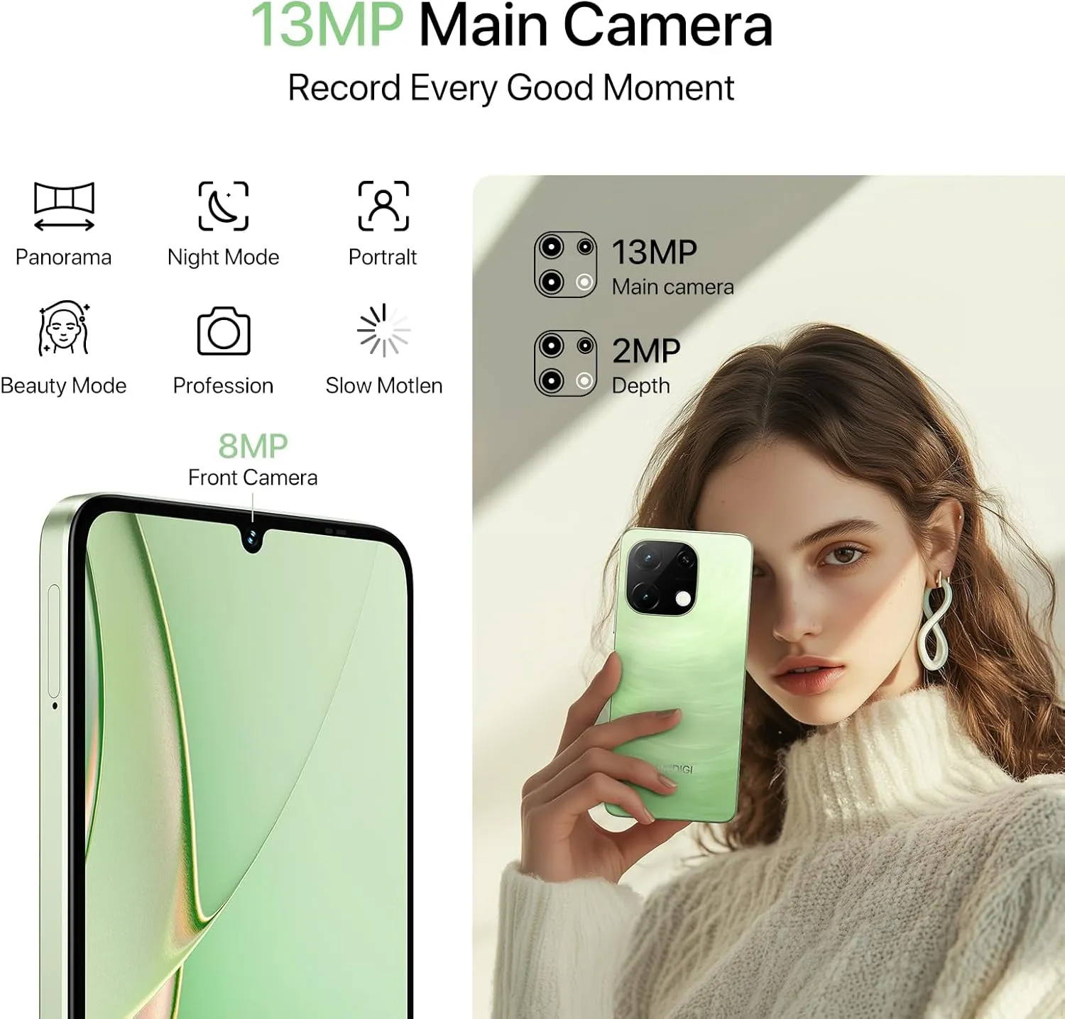UMIDIGI G9T Cell Phone, Android 14 Smartphone Unlocked, 6.75" HD  90Hz Display, 5000mAh Battery, 18W Fast Charging, 8(4 4) 128GB/1TB TF, 13MP Camera, AI Face & Fingerprint Unlock, 4G Dual SIM, GPS