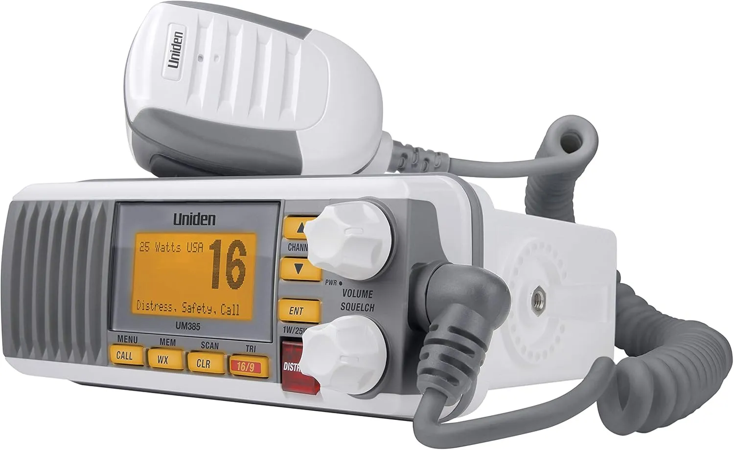 Uniden UM385 25 Watt Fixed Mount Marine Vhf Radio, Waterproof IPX4 with Triple Watch, Dsc, Emergency/Noaa Weather Alert, All Usa/International/Canadian Marine Channels, Memory Channel Scan, White