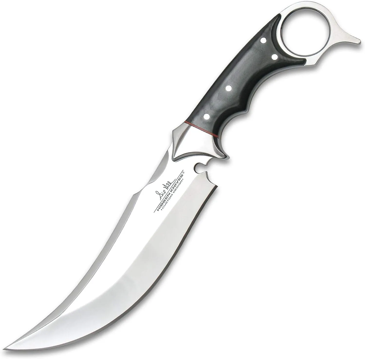 United Cutlery GIL HIBBEN Recurve Karambit Knife with Leather Belt Sheath - Premium Stainless Steel Blade, Linen Micarta Handle, Open-Ring Pommel, Go-to for Wilderness Survival - Length 11 1/2
