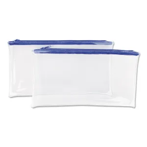 Universal® Zippered Wallets/cases, Transparent Plastic, 11 X 6, Clear/blue, 2/pack