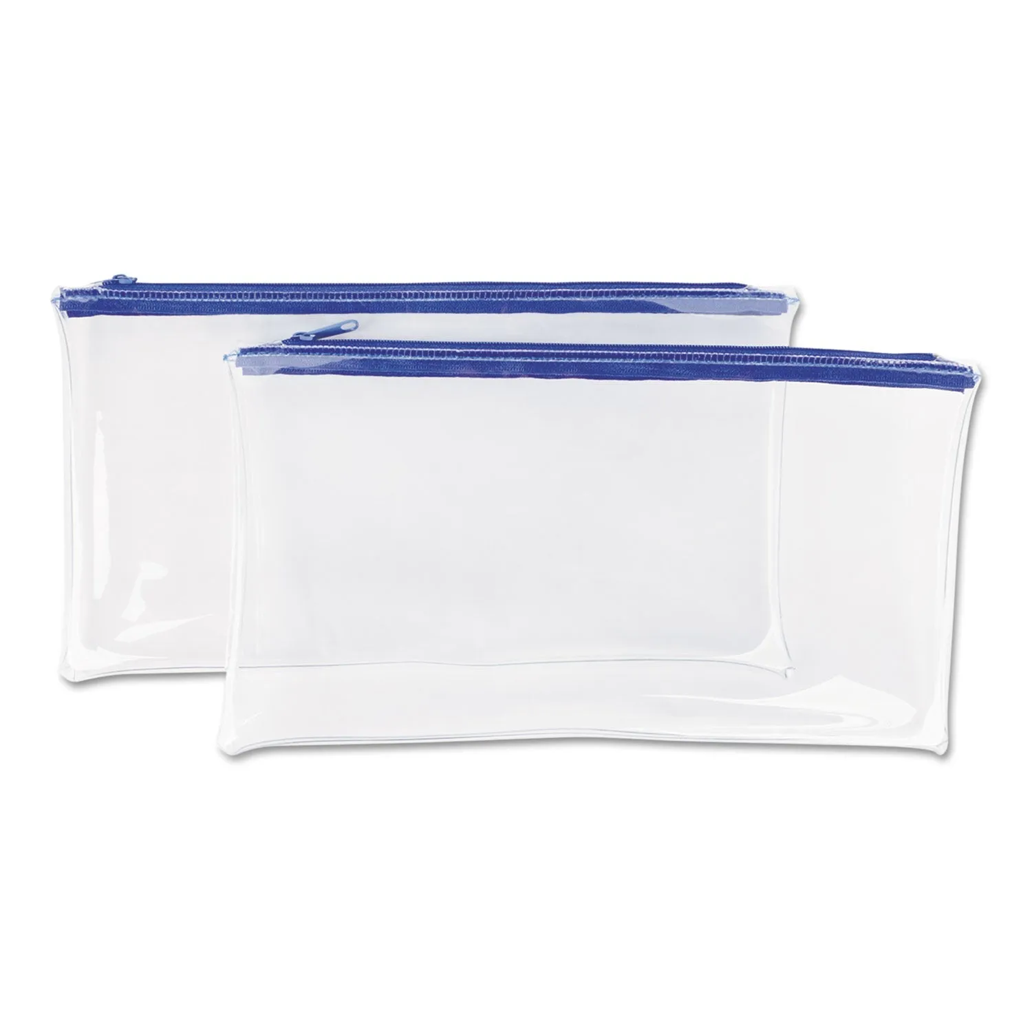 Universal® Zippered Wallets/cases, Transparent Plastic, 11 X 6, Clear/blue, 2/pack