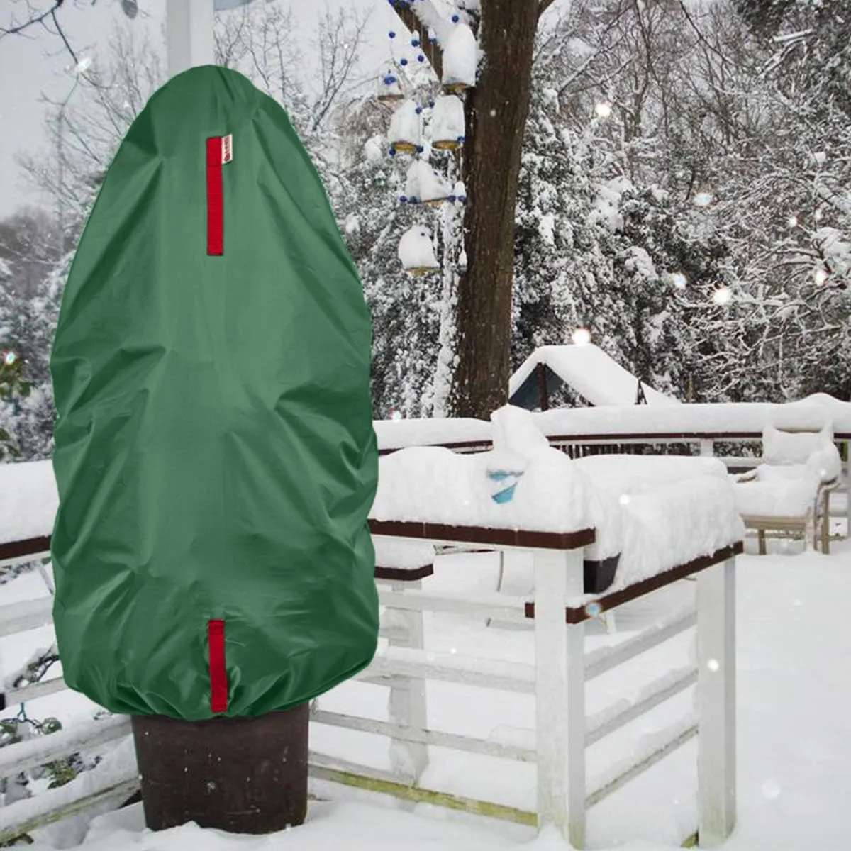 Upright Christmas Tree Storage Bag - Holiday Cover for 3 ft Trees or Topiary - Durable, Lightweight, Convenient, Vertical Xmas Storage (Green)