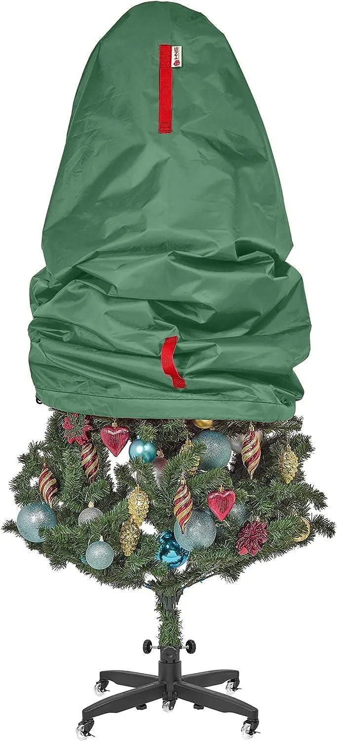Upright Christmas Tree Storage Bag - Holiday Cover for 3 ft Trees or Topiary - Durable, Lightweight, Convenient, Vertical Xmas Storage (Green)