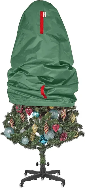 Upright Christmas Tree Storage Bag - Holiday Cover for 3 ft Trees or Topiary - Durable, Lightweight, Convenient, Vertical Xmas Storage (Green)