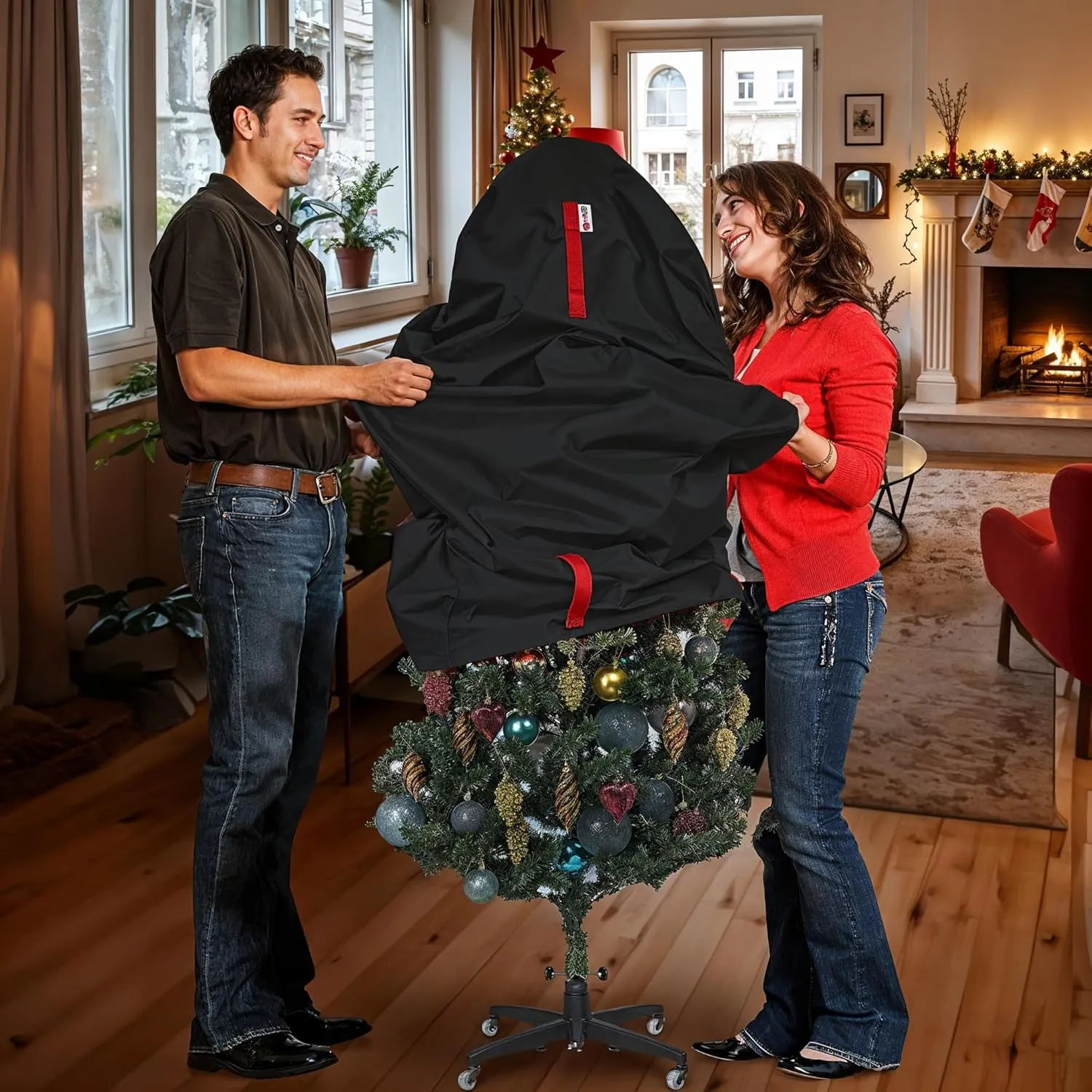 Upright Topiary Tree Storage Bag - Up to 3 ft Tall - Durable, Lightweight, Black