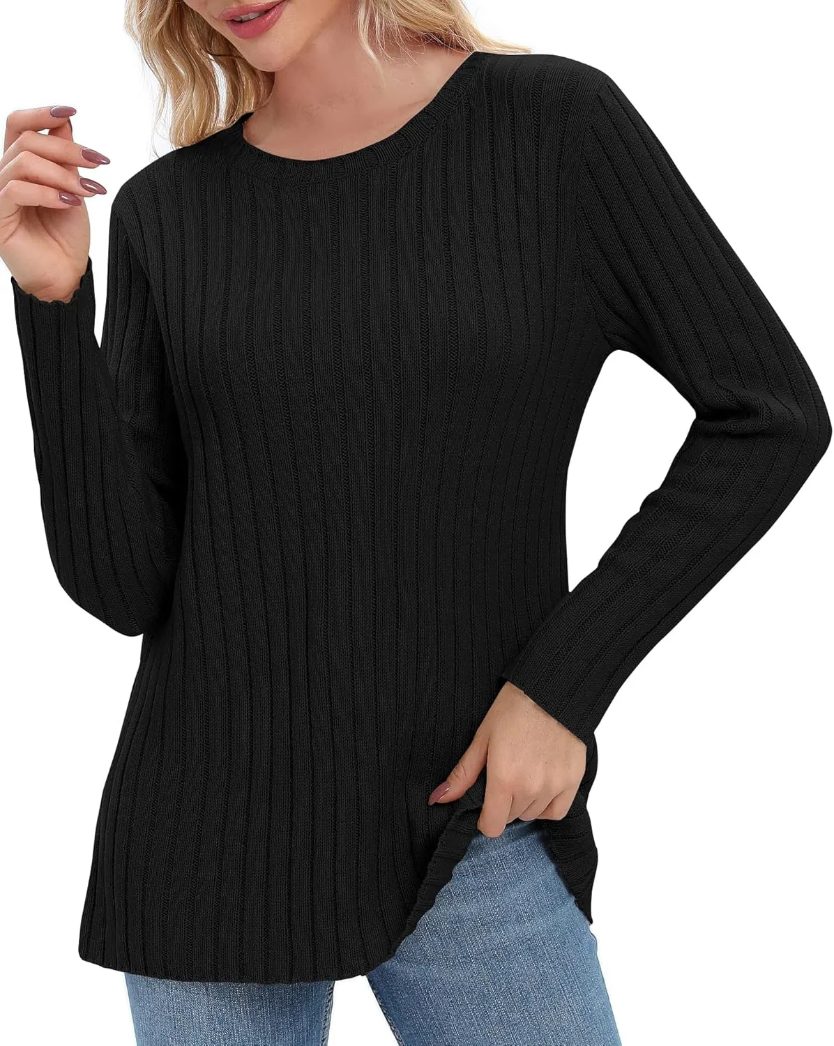 Urban CoCo Women's Lightweight Crewneck Pullover Sweaters Long Sleeve 2024 Fall Knitted Sweater Tops