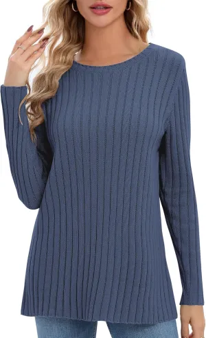 Urban CoCo Women's Lightweight Crewneck Pullover Sweaters Long Sleeve 2024 Fall Knitted Sweater Tops