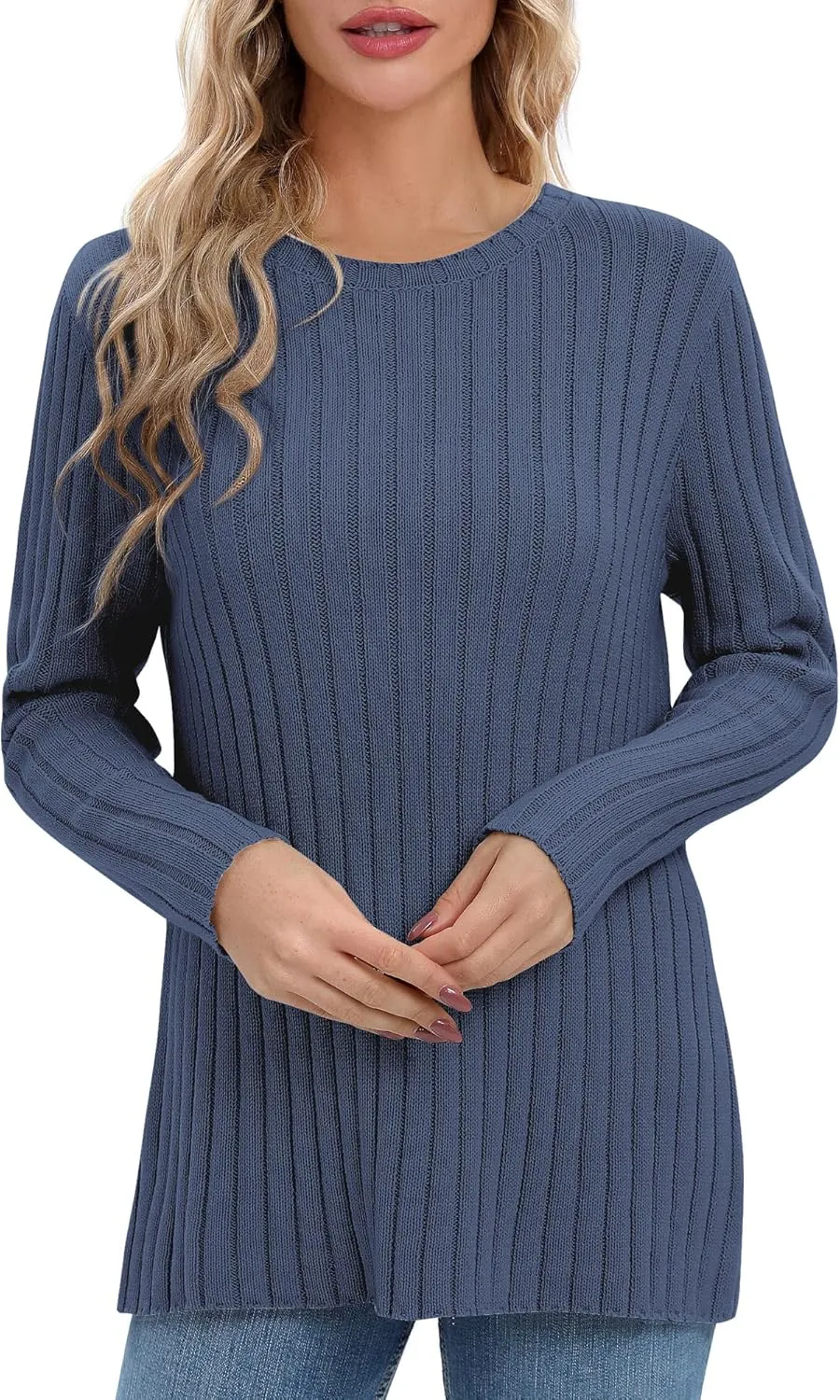 Urban CoCo Women's Lightweight Crewneck Pullover Sweaters Long Sleeve 2024 Fall Knitted Sweater Tops