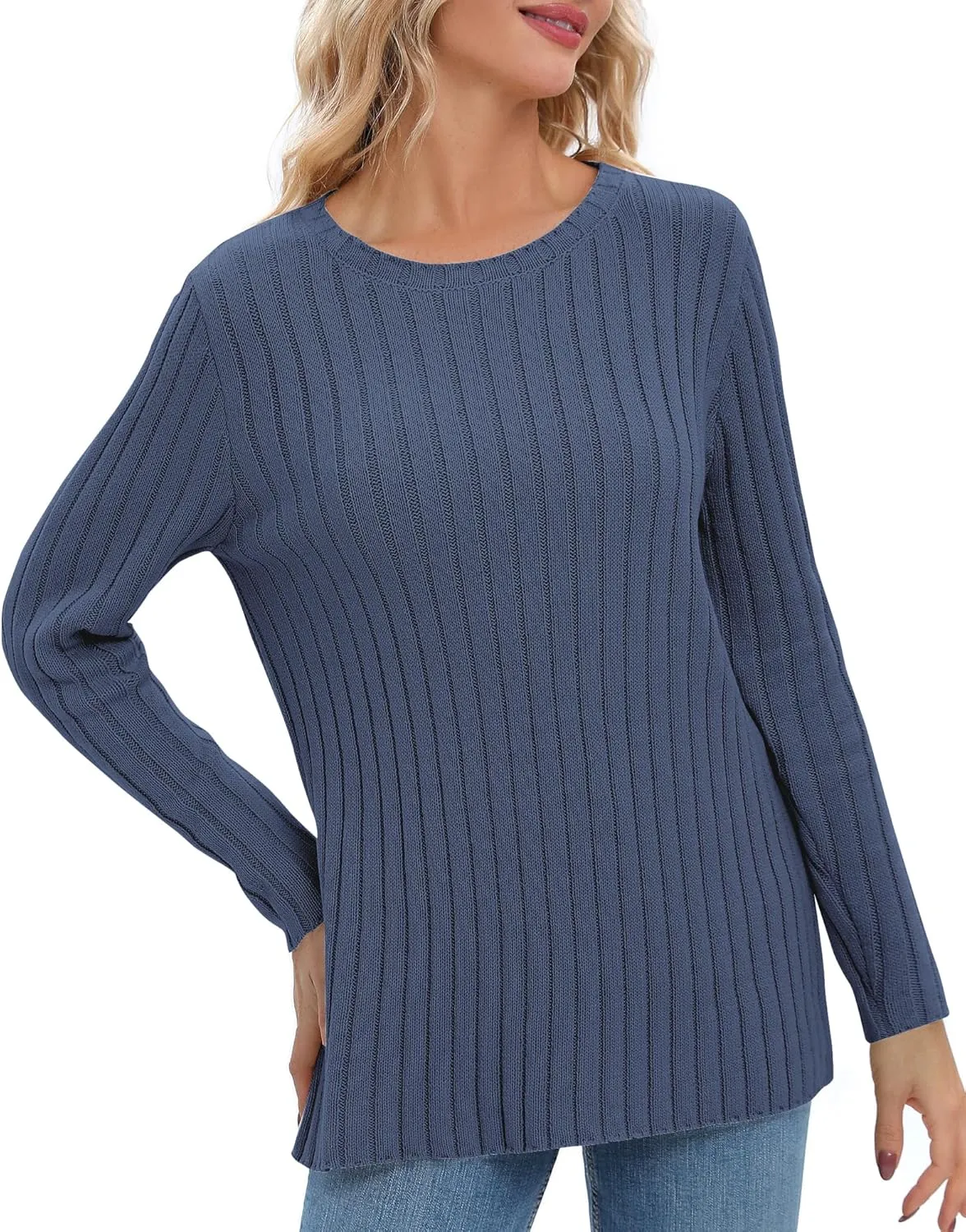 Urban CoCo Women's Lightweight Crewneck Pullover Sweaters Long Sleeve 2024 Fall Knitted Sweater Tops