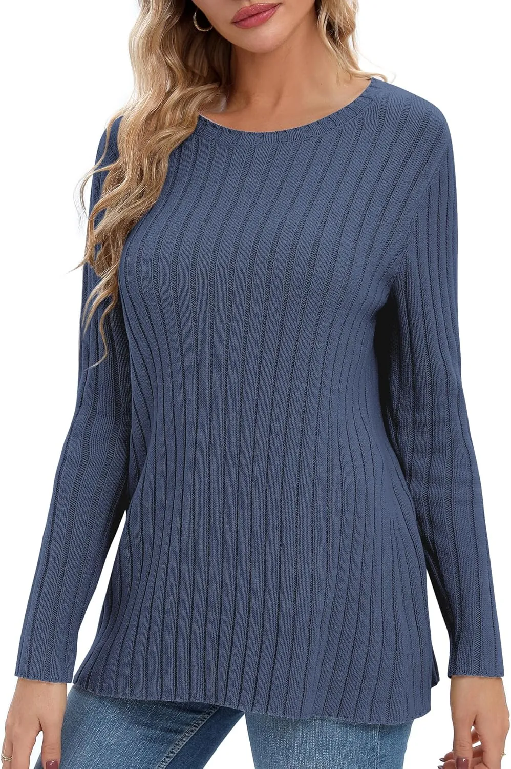 Urban CoCo Women's Lightweight Crewneck Pullover Sweaters Long Sleeve 2024 Fall Knitted Sweater Tops