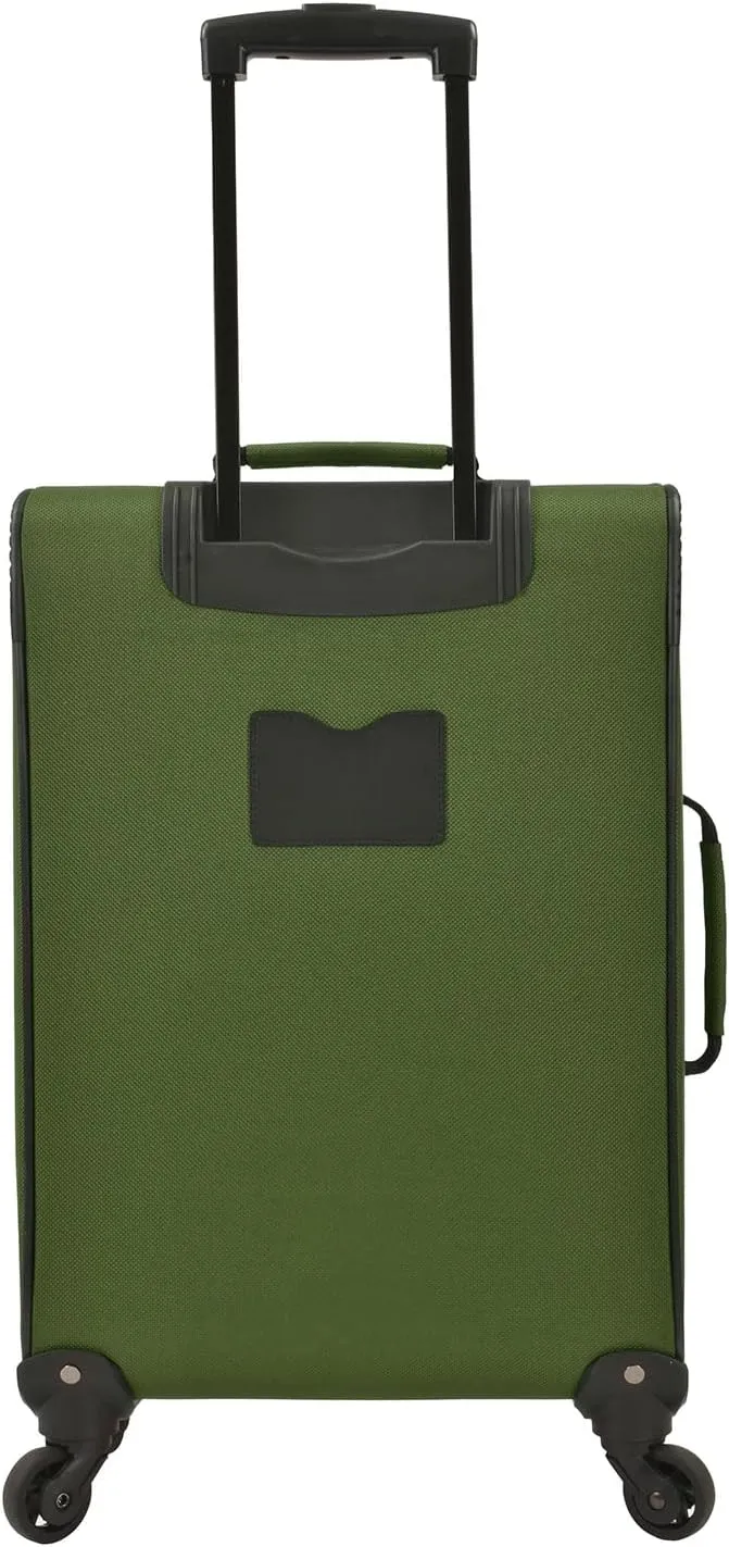 U.S. Traveler Lightweight Rolling 20" Carry On Luggage Softside Suitcase, Green, 4 Wheel