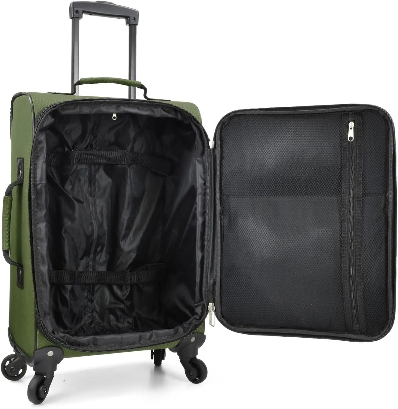 U.S. Traveler Lightweight Rolling 20" Carry On Luggage Softside Suitcase, Green, 4 Wheel