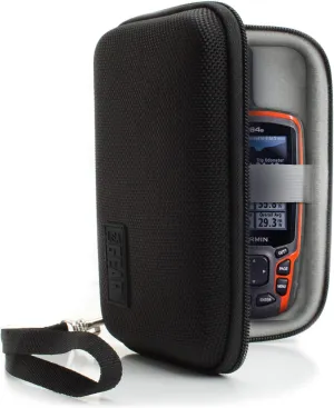 USA GEAR Travel Electronics Organizer - 6.5 Inch Zipper Case with Hard Shell Case Exterior and Accessory Pocket - Fits Chargers, Accessories, Cable, Batteries, Hotspots, GPS and More - Black