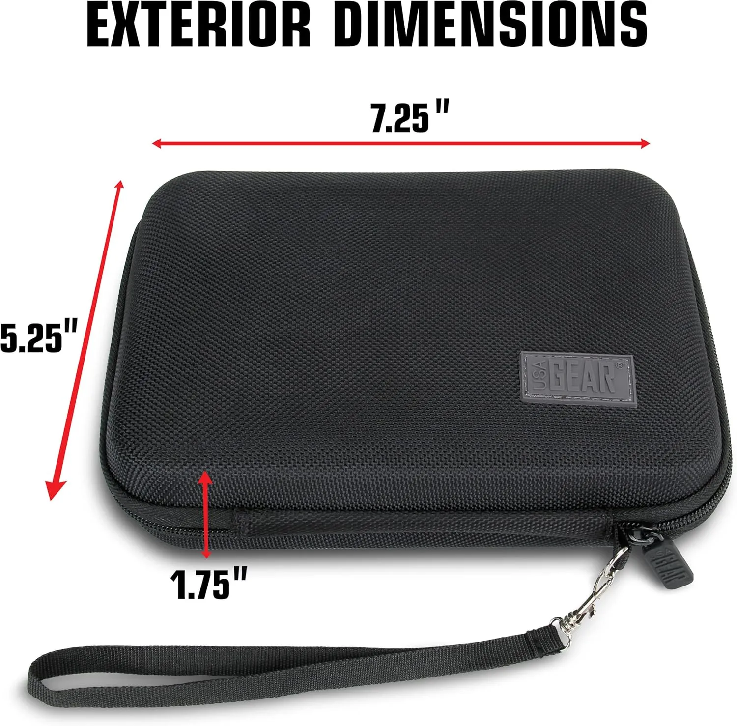 USA GEAR Travel Electronics Organizer - 6.5 Inch Zipper Case with Hard Shell Case Exterior and Accessory Pocket - Fits Chargers, Accessories, Cable, Batteries, Hotspots, GPS and More - Black