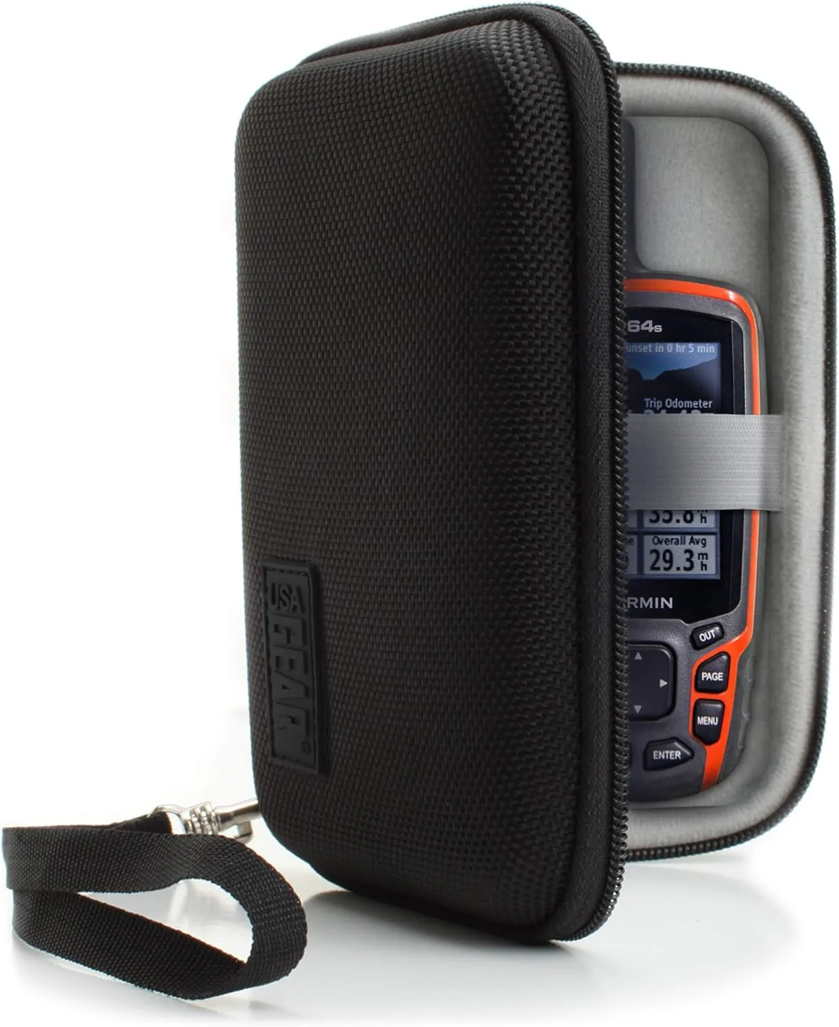 USA GEAR Travel Electronics Organizer - 6.5 Inch Zipper Case with Hard Shell Case Exterior and Accessory Pocket - Fits Chargers, Accessories, Cable, Batteries, Hotspots, GPS and More - Black