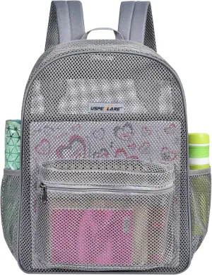 USPECLARE Heavy Duty Semi-Transparent Mesh Backpack，See Through College Student Backpack