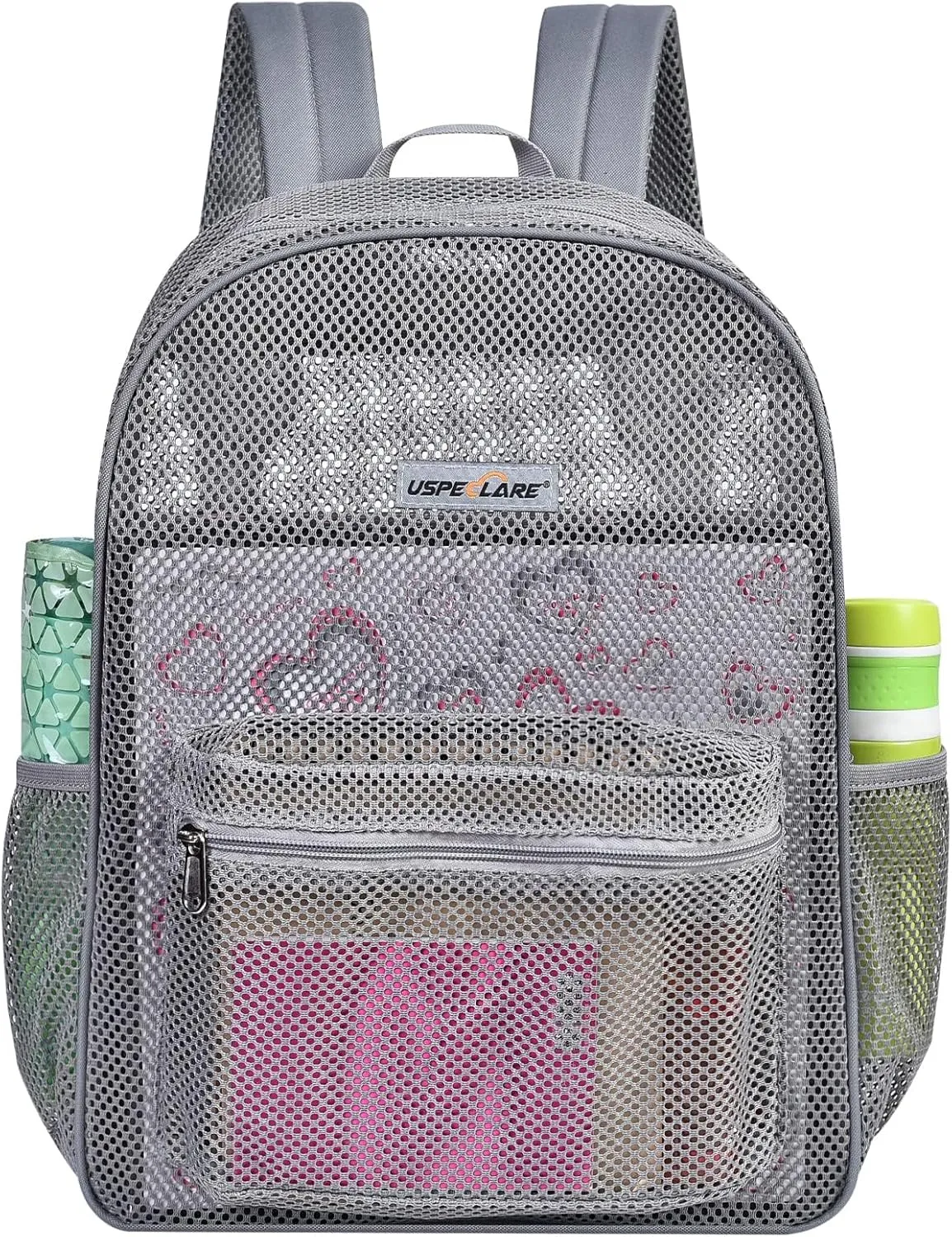 USPECLARE Heavy Duty Semi-Transparent Mesh Backpack，See Through College Student Backpack