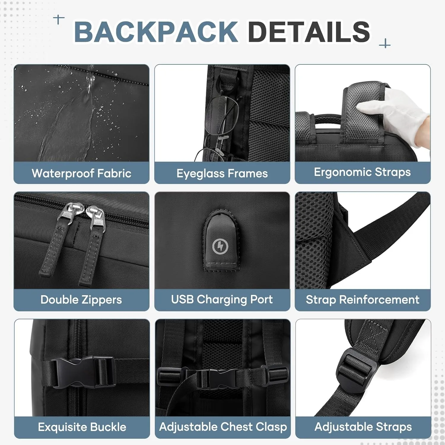Vacuum Backpack Travel Backpack with Compression, Men Women Vacuum Backpacks with Air Pump, Carry on Bag Flight Approved Personal Item Size - Black