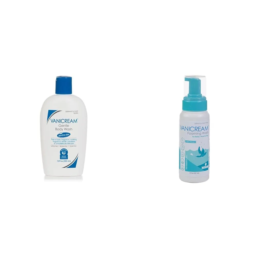 Vanicream Gentle Body Wash -12 fl oz & Foaming Wash for Baby - 8oz - Formulated Without Common Irritants for Those with Sensitive Skin