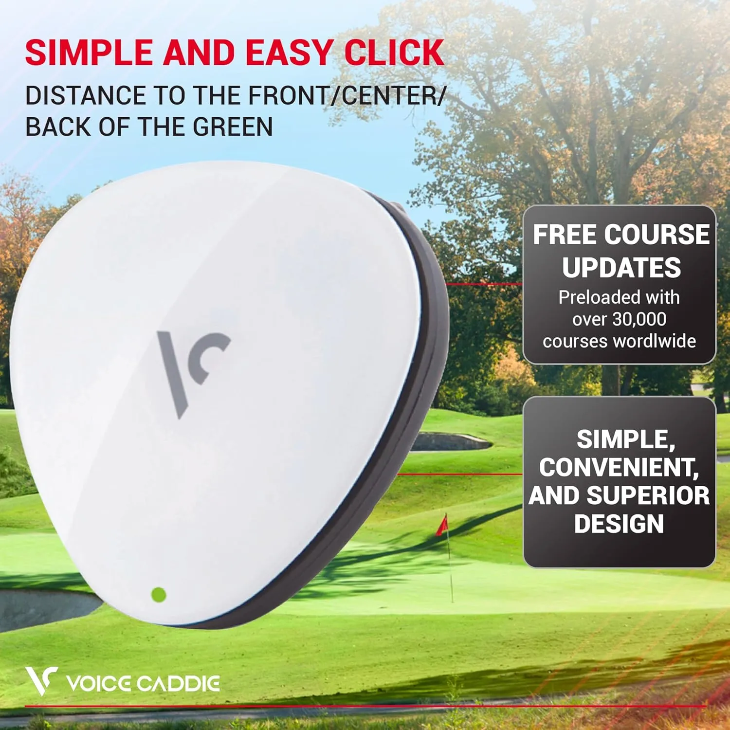 VC300SE Golf GPS Range Finder with Voice-Activated Course and Hole Distance Information - 8 Hours of Battery Life