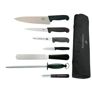 Victorinox 21.5cm Chef Knife with Hygiplas & Vogue 7-Piece Knife Set