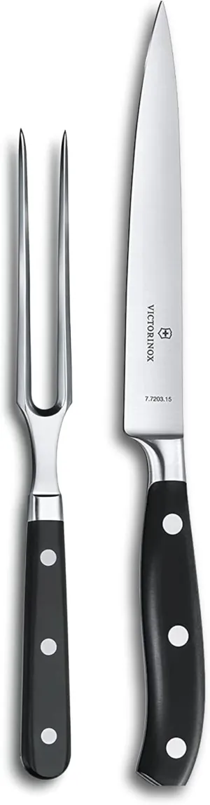 Victorinox Grand Maitre Carving Set - Knife Set for Kitchen Accessories - Includes Cooking Knife & Carving Fork - Premium Kitchen Utensils - 2-Piece Set