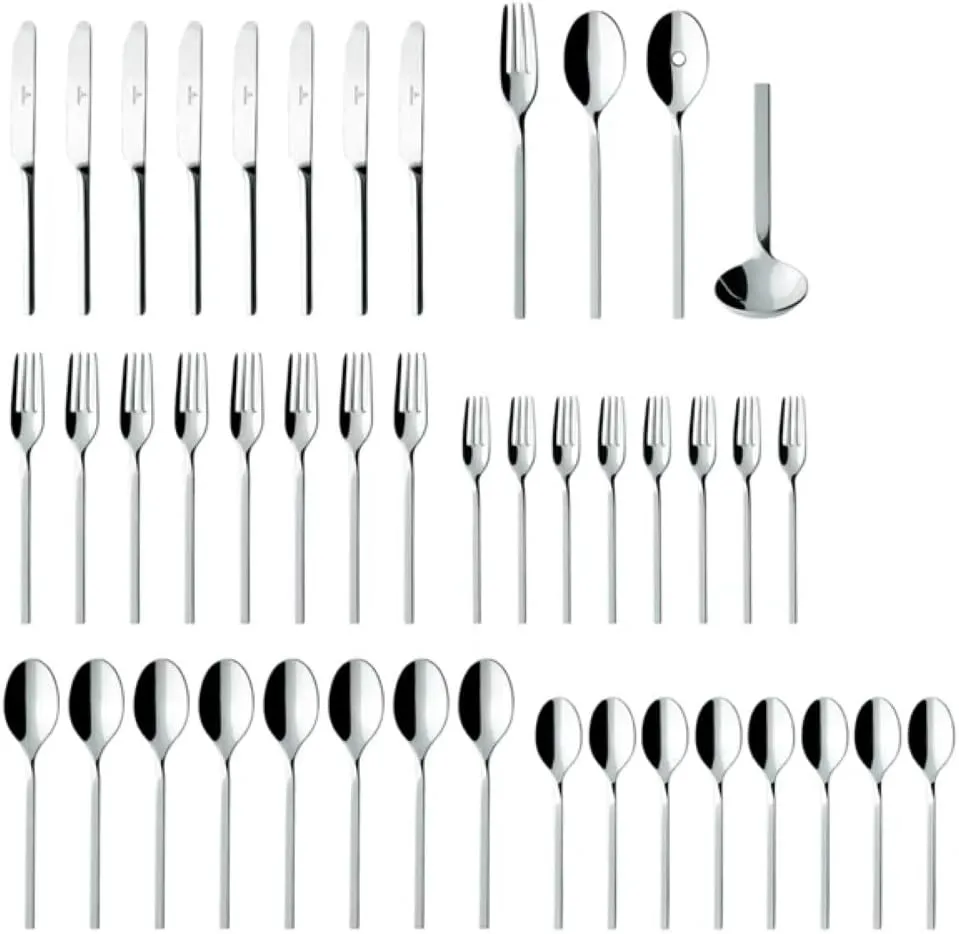 Villeroy & Boch New Wave 64 Piece Flatware, Sleek, Modern Design, 18/10 Stainless Steel, Service for 12