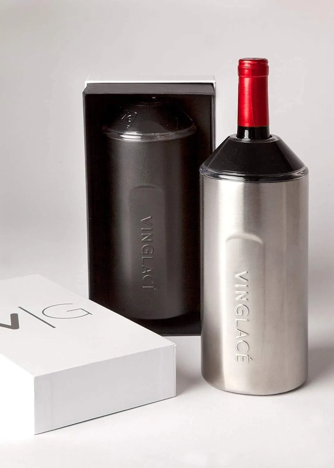 Vinglacé Wine Bottle Chiller- Portable Champagne Insulator- Stainless Steel Wine Cooler Sleeve, Cool Blue