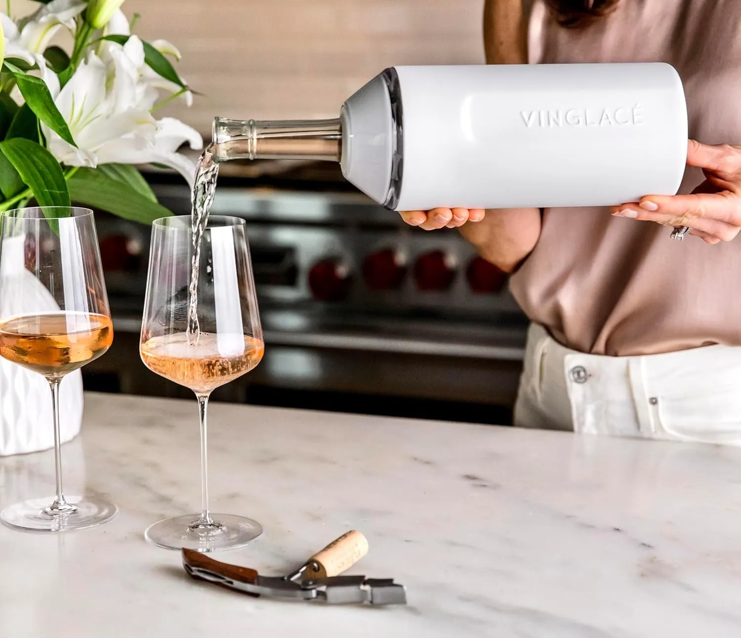 Vinglacé Wine Bottle Chiller- Portable Champagne Insulator- Stainless Steel Wine Cooler Sleeve, Cool Blue