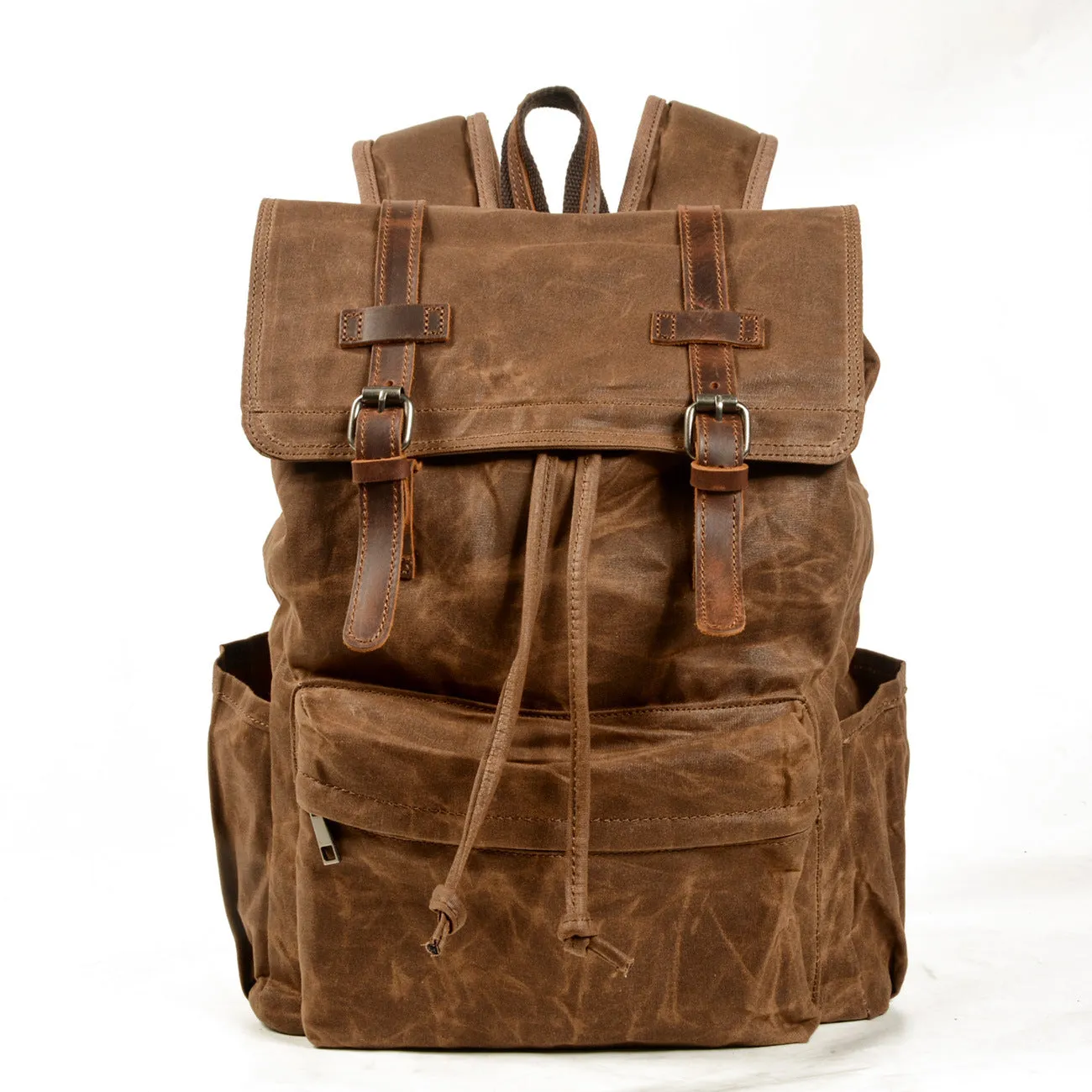 Vintage Canvas Backpack with Leather Straps - Durable & Stylish
