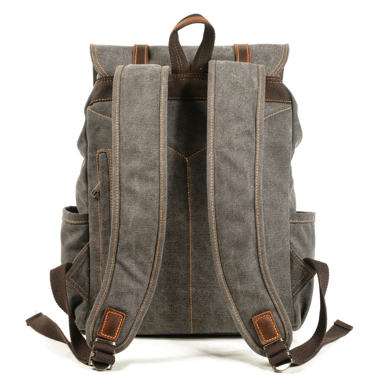 Vintage Canvas Backpack with Leather Straps - Durable & Stylish