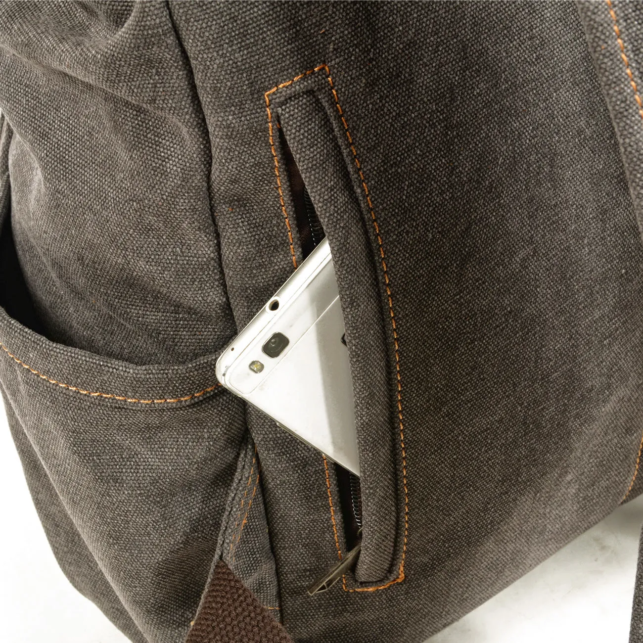 Vintage Canvas Backpack with Leather Straps - Durable & Stylish