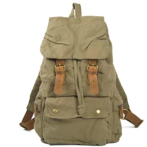 Vintage Canvas Rucksack with Leather Accents for Travel