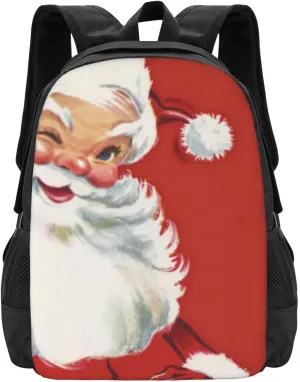 Vintage Christmas, Jolly Santa Claus Winking Lightweight Packable Backpack Travel Casual Hiking Daypack Foldable Backpack For Men Women
