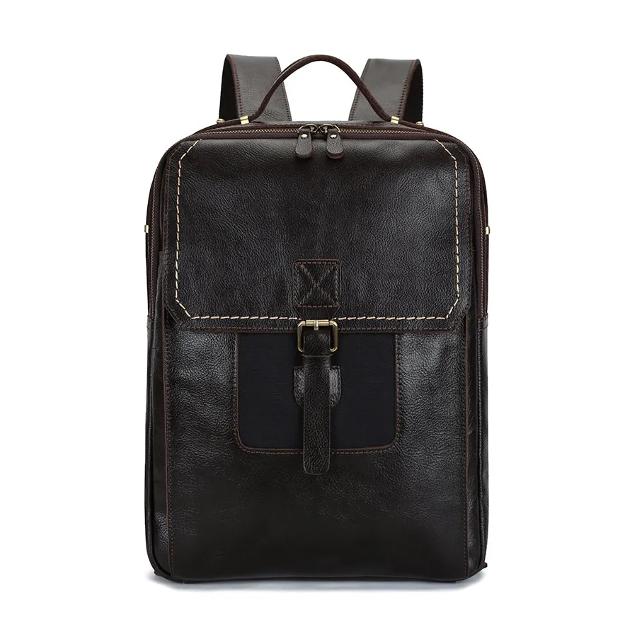 Vintage Leather Waterproof Laptop Travel Backpack
