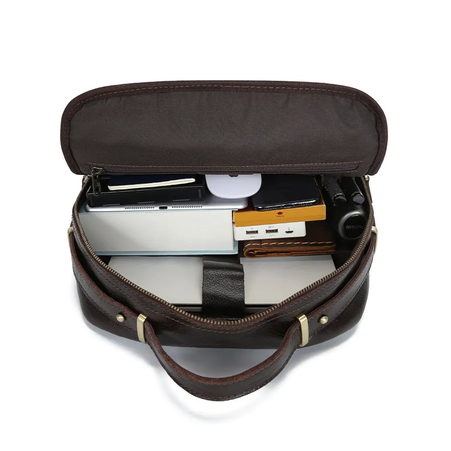 Vintage Leather Waterproof Laptop Travel Backpack