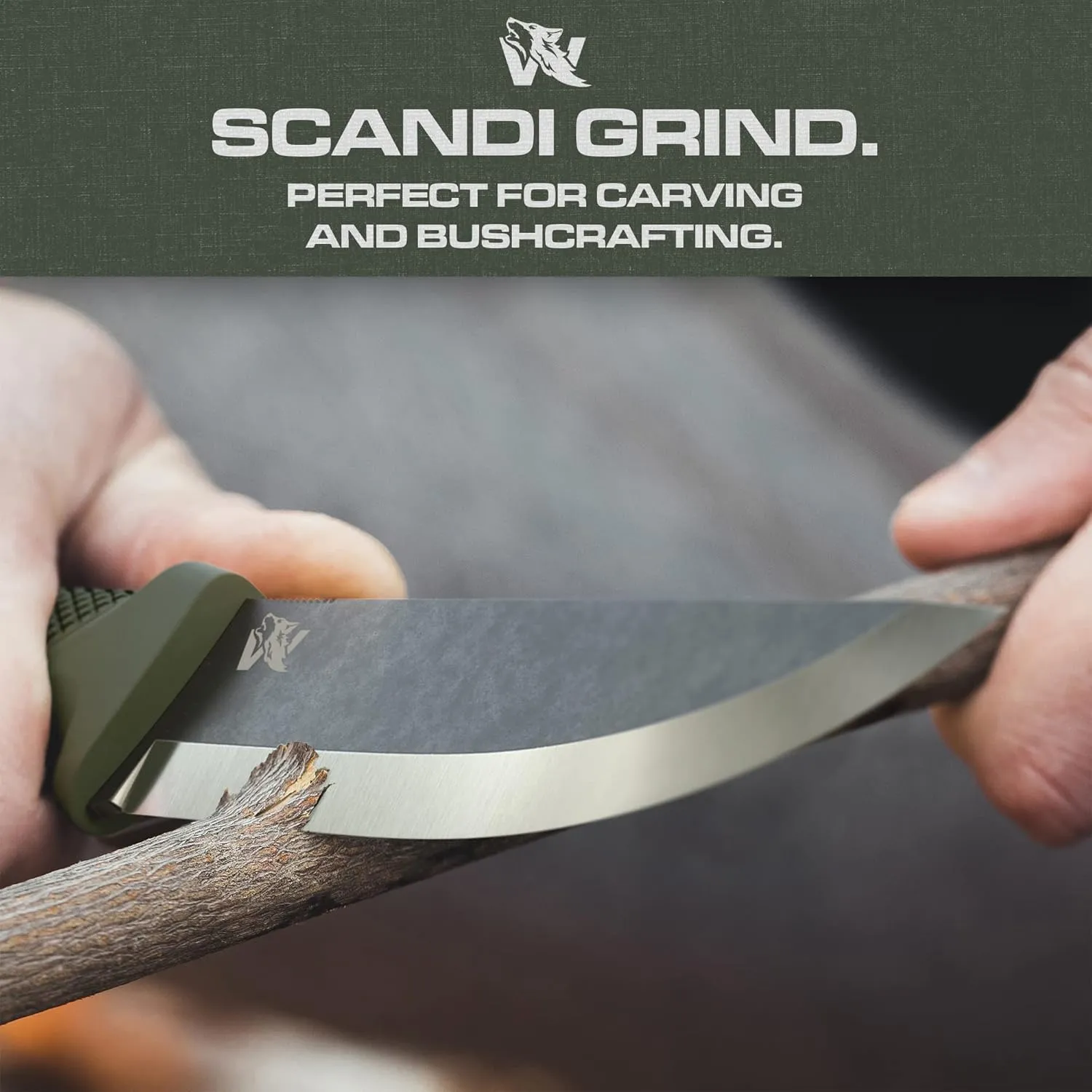 W-SCANDI Full Tang Survival Knife with Sheath - Stylish Tactical Fixed Blade - Made of D2 Steel - Bushcraft and Camping Knife Survival - Perfect EDC Hunting Knife with TPE Handle
