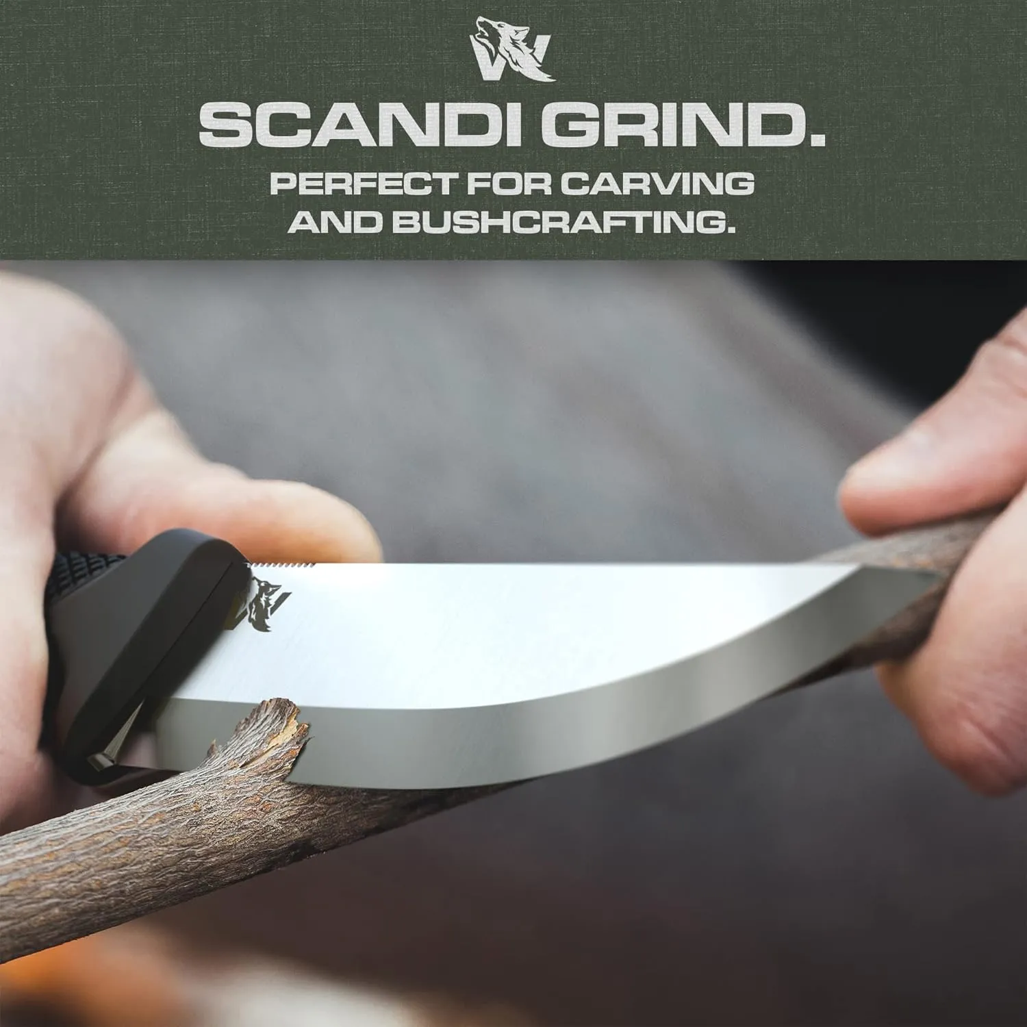 W-SCANDI Full Tang Survival Knife with Sheath - Stylish Tactical Fixed Blade - Made of D2 Steel - Bushcraft and Camping Knife Survival - Perfect EDC Hunting Knife with TPE Handle
