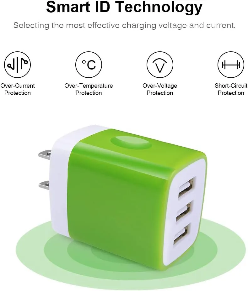 Wall Charger Adapter,USB Cubes,Sicodo 3Pack Universal Travel 3.1A 3 Muti Port Plug Charging Block Compatible with iPhone 16 15 14 13 12 SE 11 X,8,Plus,Samsung Galaxy S24,S23,S22,S21,S20,S10 Ultra,LG